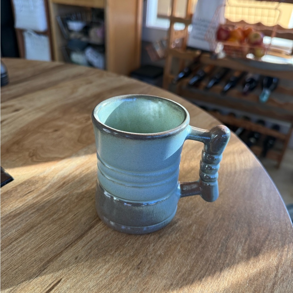 Frankoma Two-Tone Prairie Green and Brown Ceramic Mug